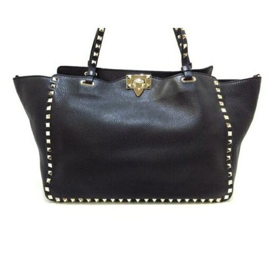 Valentino Bag Garavani Rockstud Medium Black Leather Tote
