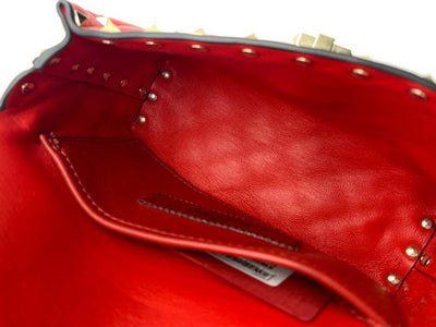 Valentino Belt Spk New Garavani Spike Red Leather Shoulder Bag