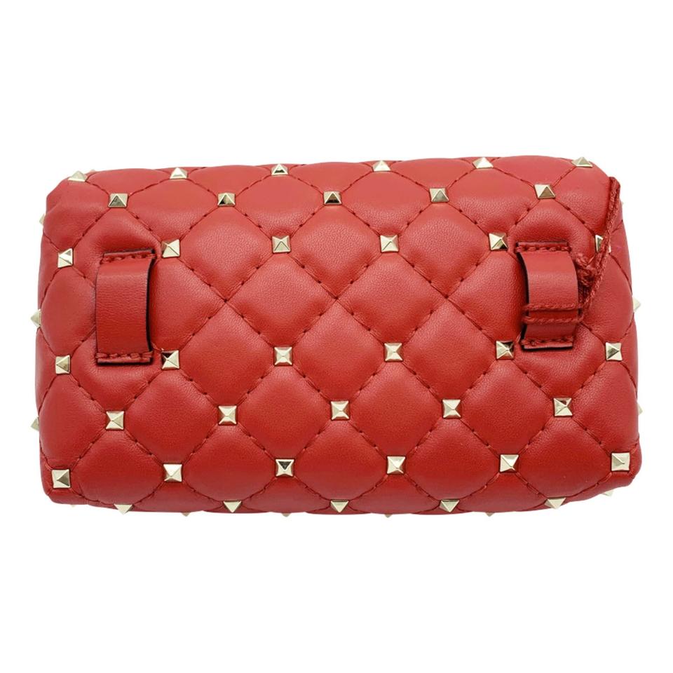 Valentino Belt Spk New Garavani Spike Red Leather Shoulder Bag