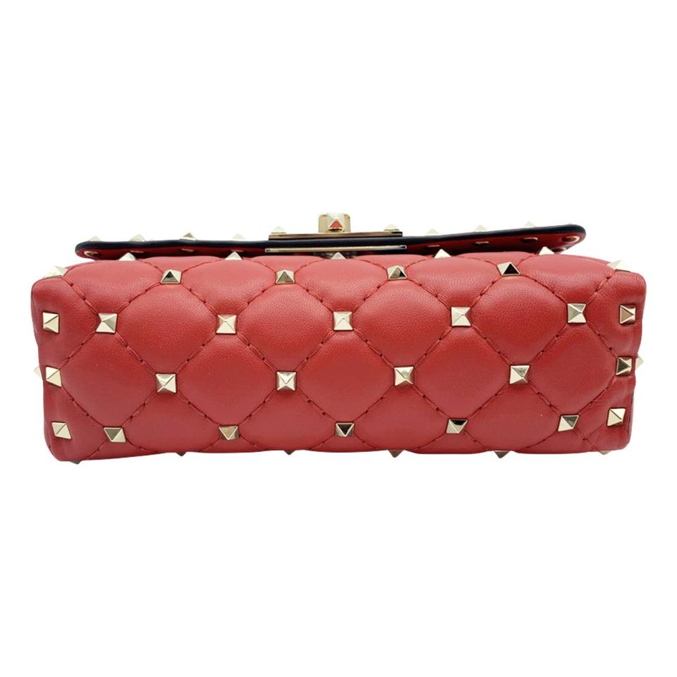 Valentino Belt Spk New Garavani Spike Red Leather Shoulder Bag