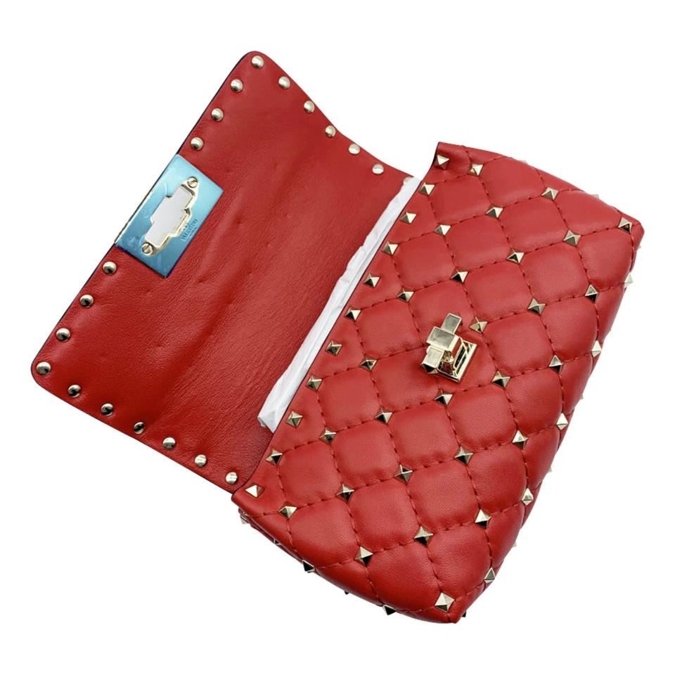 Valentino Belt Spk New Garavani Spike Red Leather Shoulder Bag