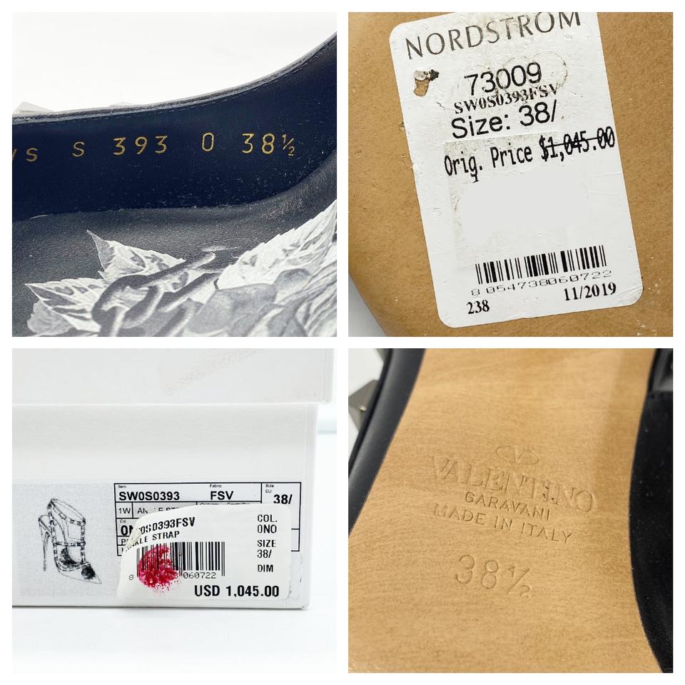 Valentino Black Rockstud Chain Rose Print T-strap Pumps