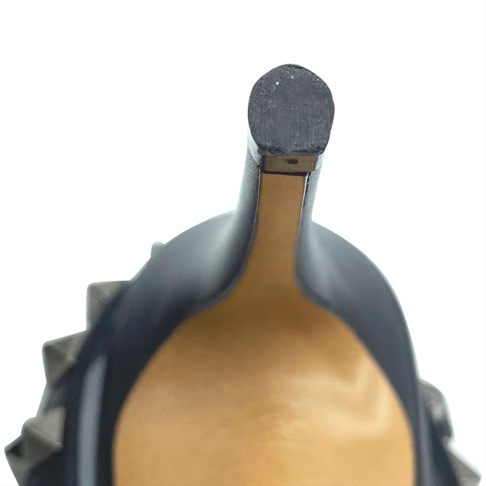 Valentino Black Rockstud Chain Rose Print T-strap Pumps