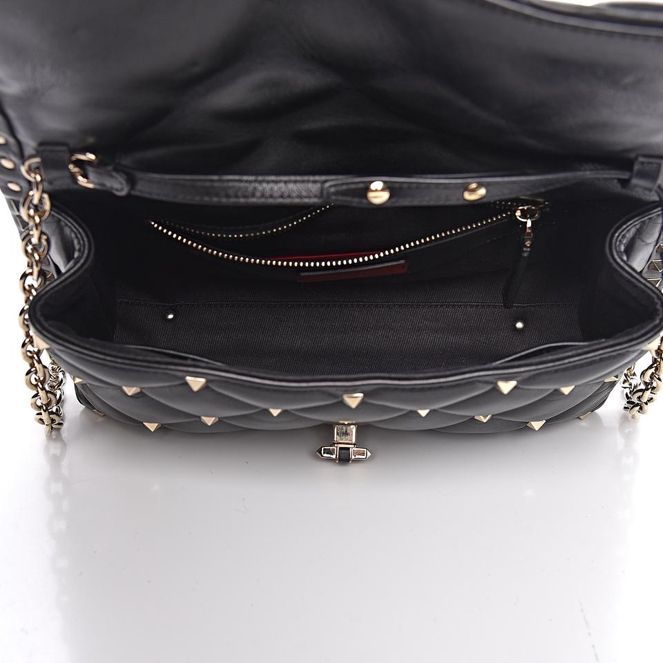 Valentino Chain Nappa Candystud Black Calfskin Leather Shoulder Bag