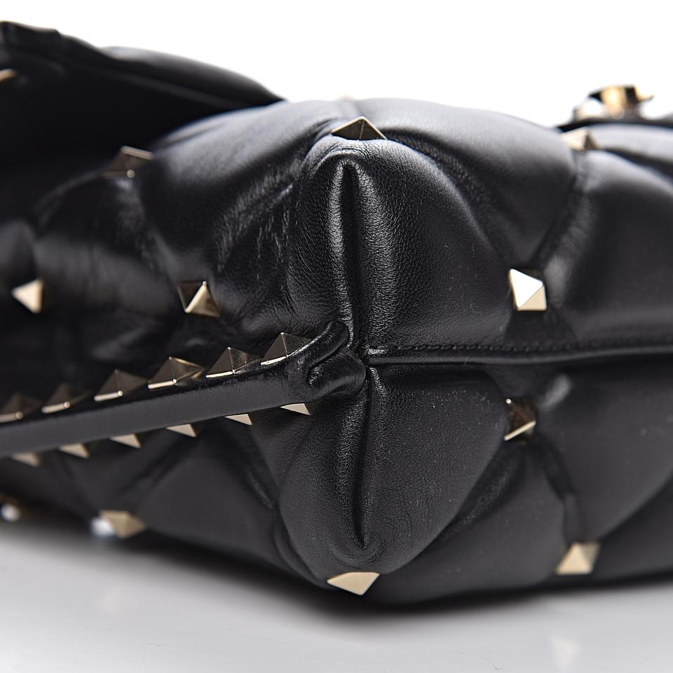 Valentino Chain Nappa Candystud Black Calfskin Leather Shoulder Bag