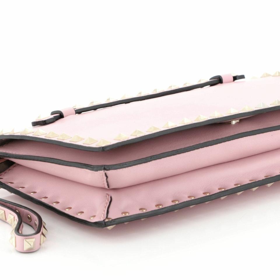 Valentino Clutch Nappa Rockstud Light Pink Leather Wristlet