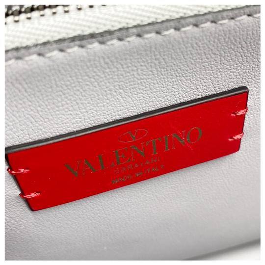 Valentino Clutch Rockstud Metallic Genuine Silver Snakeskin Leather Wristlet