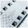 Valentino Clutch Rockstud Metallic Genuine Silver Snakeskin Leather Wristlet