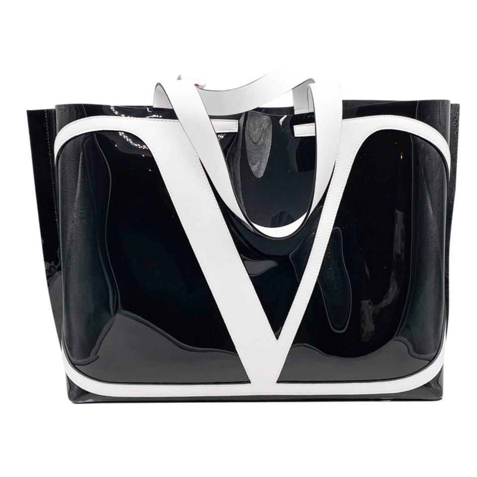 Valentino Large Escape V-logo Black Pvc Tote