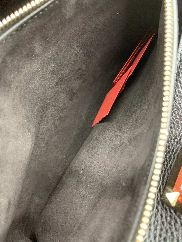 Valentino Medium Rockstud Double Handle Satchel Black Leather Tote