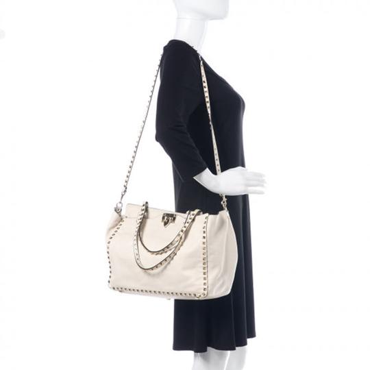 Valentino Medium Rockstud Ivory White Leather Tote
