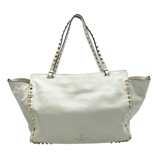 Valentino Medium Rockstud Ivory White Leather Tote