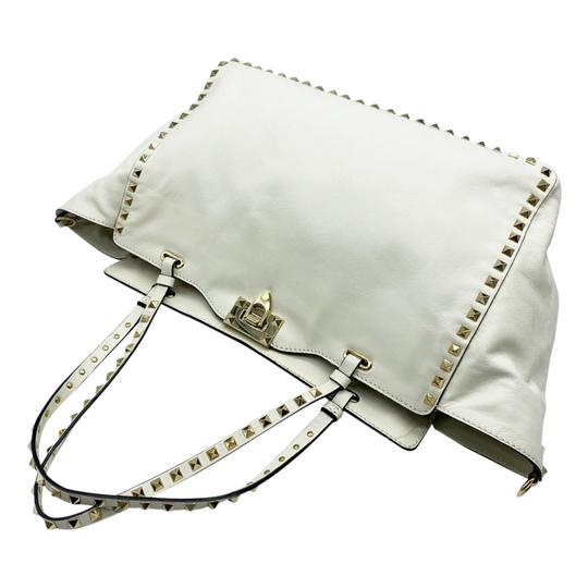 Valentino Medium Rockstud Ivory White Leather Tote