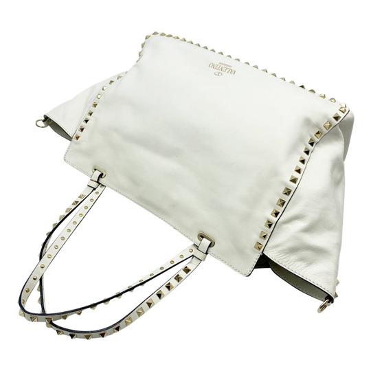 Valentino Medium Rockstud Ivory White Leather Tote