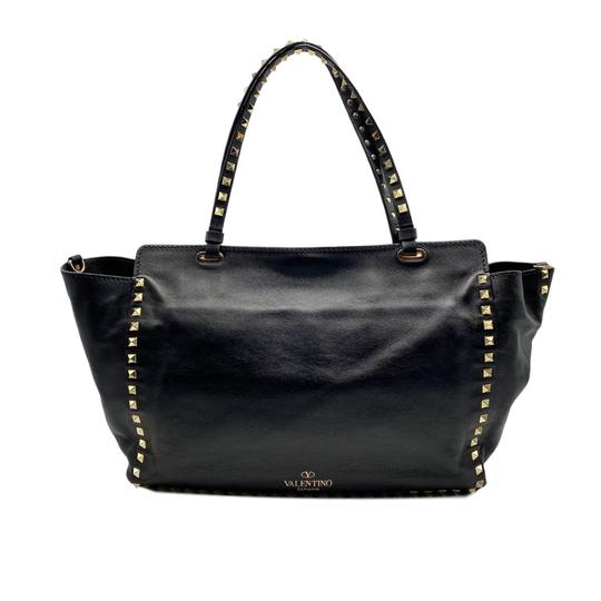 Valentino Medium Rockstud Vitello Black Leather Tote