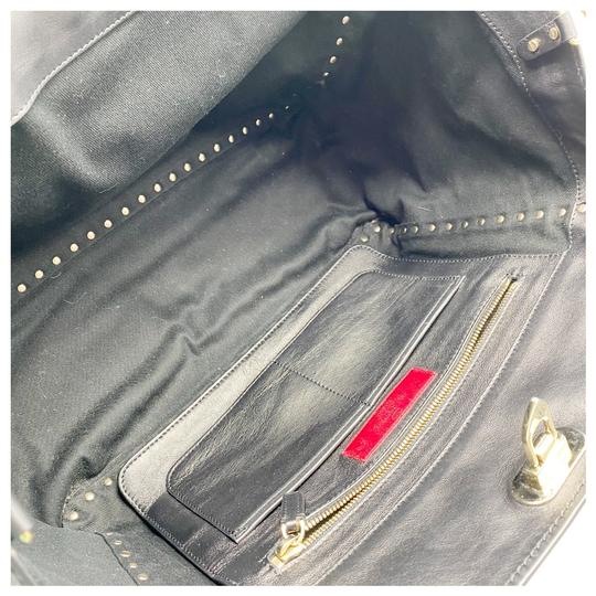 Valentino Medium Rockstud Vitello Black Leather Tote