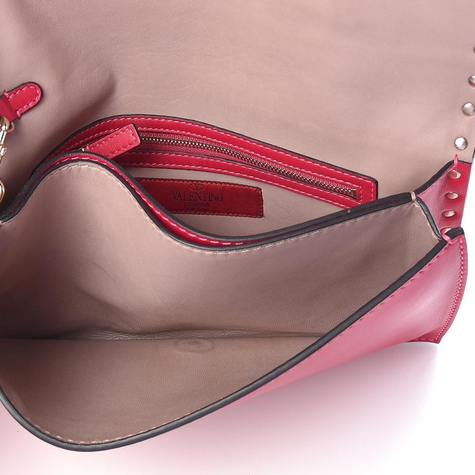 Valentino Nappa Rockstud Pink Lambskin Leather Clutch