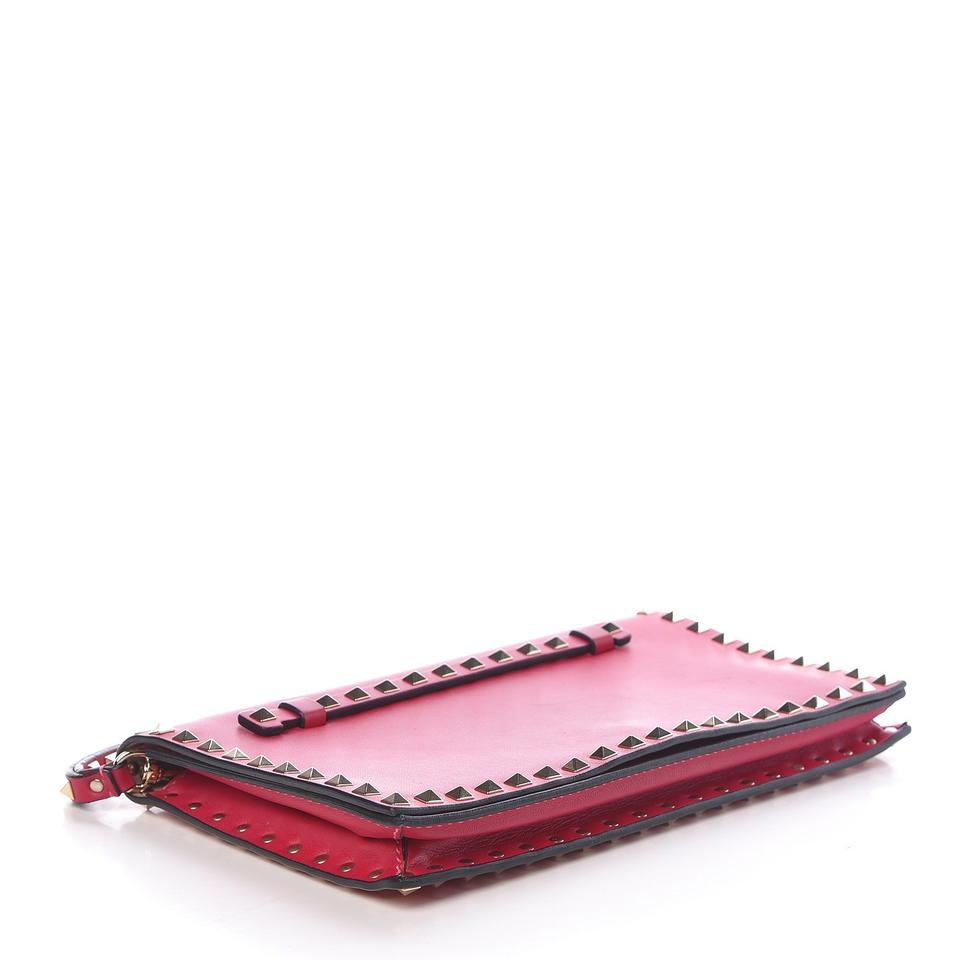 Valentino Nappa Rockstud Pink Lambskin Leather Clutch