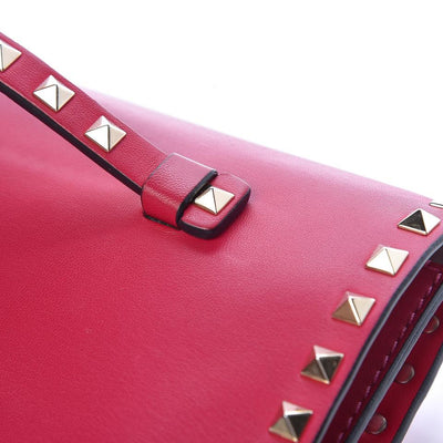 Valentino Nappa Rockstud Pink Lambskin Leather Clutch