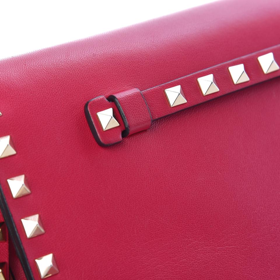 Valentino Nappa Rockstud Pink Lambskin Leather Clutch