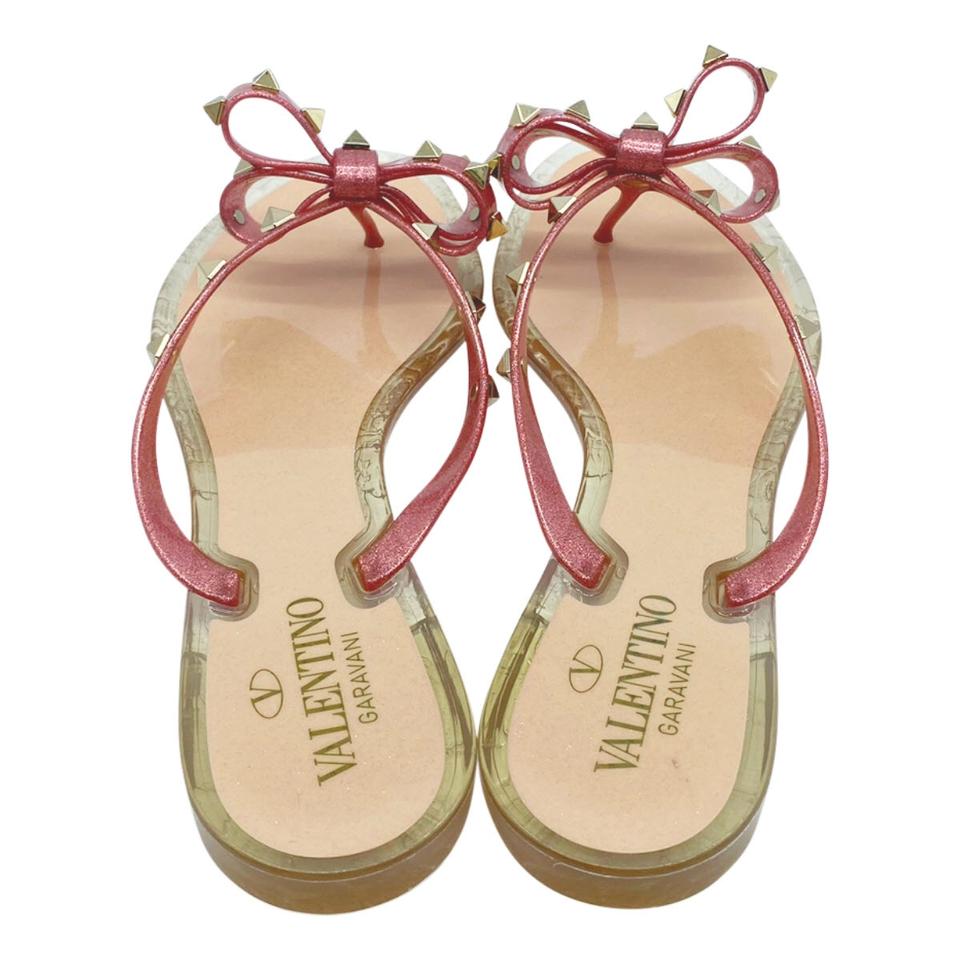 Valentino Pink Jelly Rockstud Thong Sandals EU 41