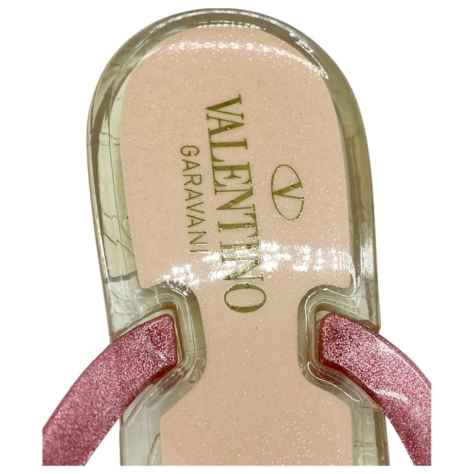 Valentino Pink Jelly Rockstud Thong Sandals EU 41
