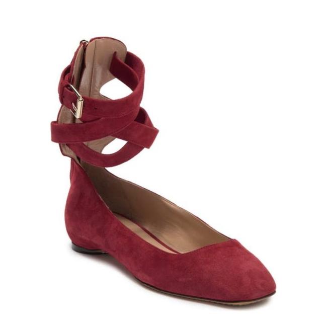 Valentino Red Suede Ankle Wrap Ballet Rubino Flats EU 39