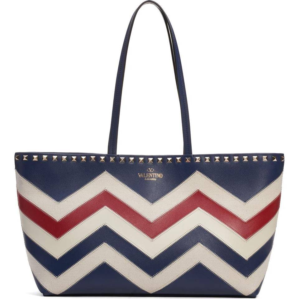 Valentino Small Rockstud Blue Leather Tote