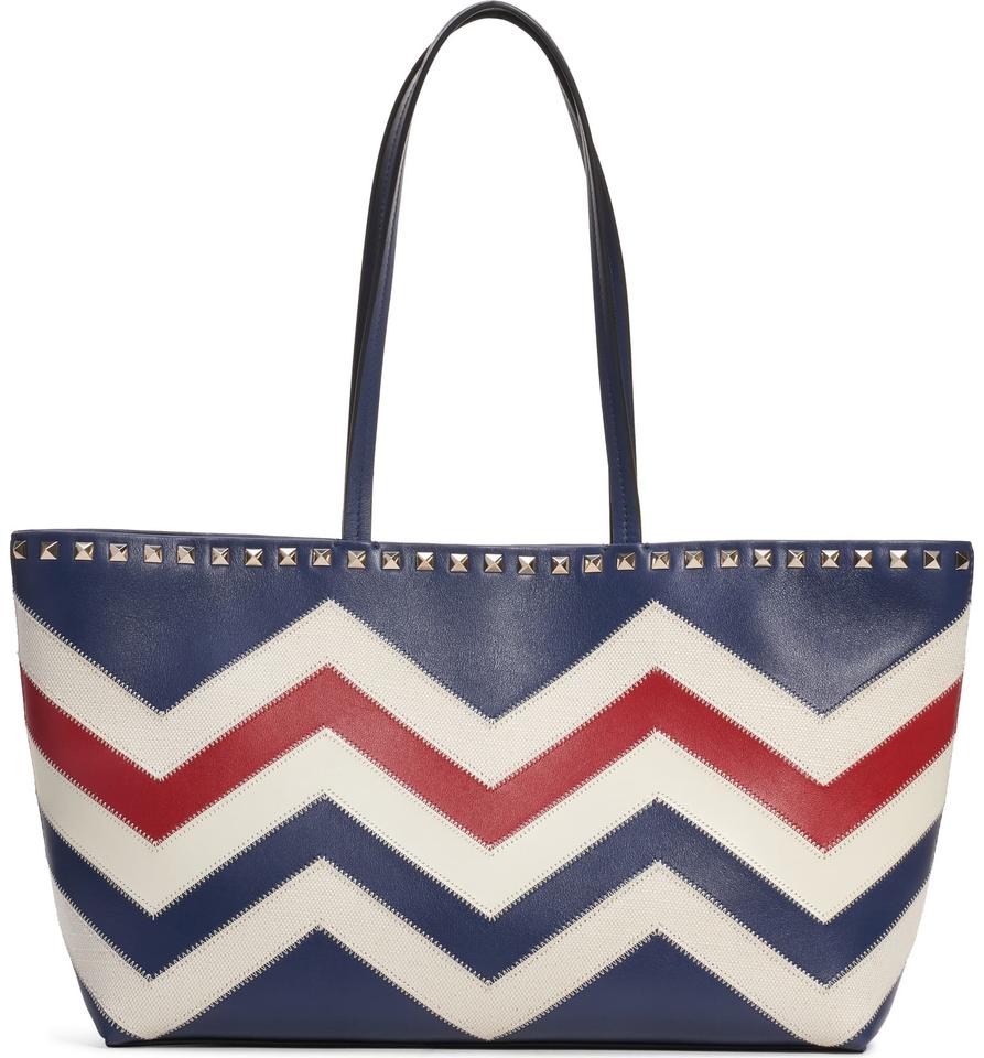 Valentino Small Rockstud Blue Leather Tote