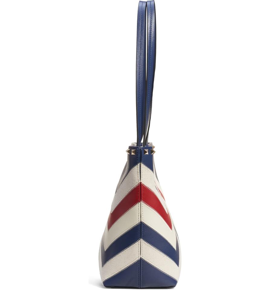 Valentino Small Rockstud Blue Leather Tote