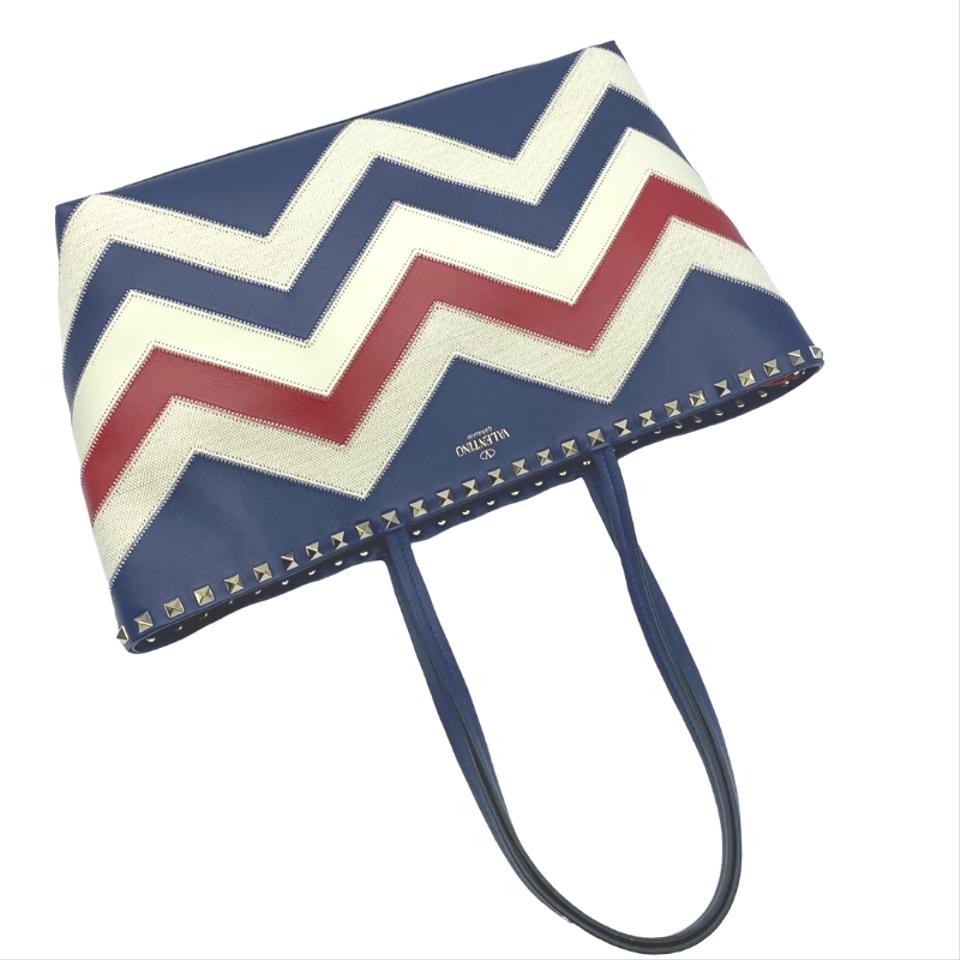 Valentino Small Rockstud Blue Leather Tote