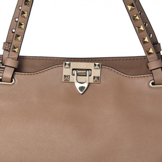 Valentino Vitello Medium Rockstud Beige Leather Tote