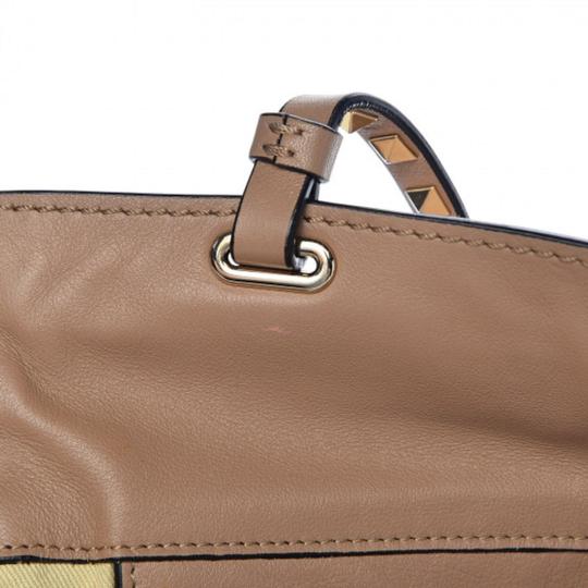 Valentino Vitello Medium Rockstud Beige Leather Tote