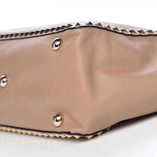 Valentino Vitello Medium Rockstud Beige Leather Tote