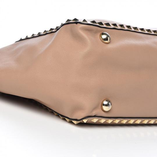 Valentino Vitello Medium Rockstud Beige Leather Tote