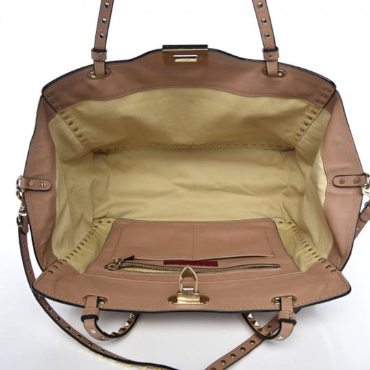 Valentino Vitello Medium Rockstud Beige Leather Tote