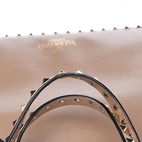 Valentino Vitello Medium Rockstud Beige Leather Tote