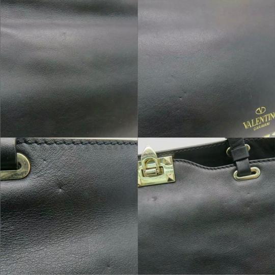 Valentino Vitello Medium Rockstud Black Leather Tote