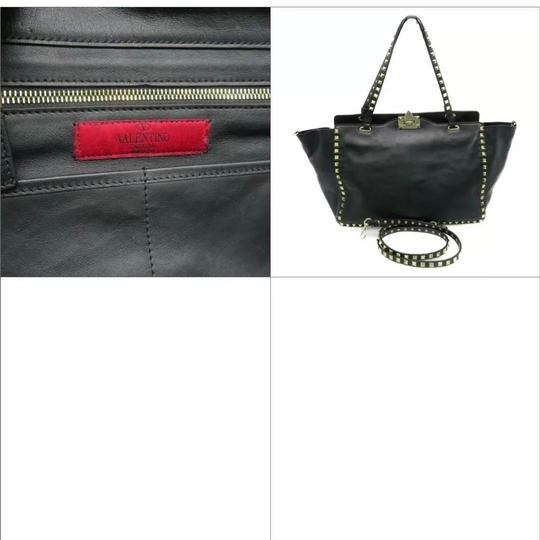 Valentino Vitello Medium Rockstud Black Leather Tote