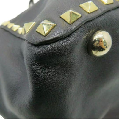 Valentino Vitello Medium Rockstud Black Leather Tote