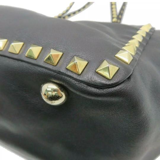 Valentino Vitello Medium Rockstud Black Leather Tote