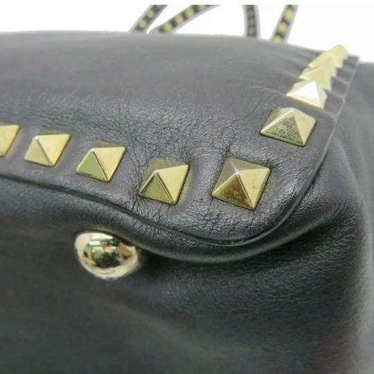 Valentino Vitello Medium Rockstud Black Leather Tote